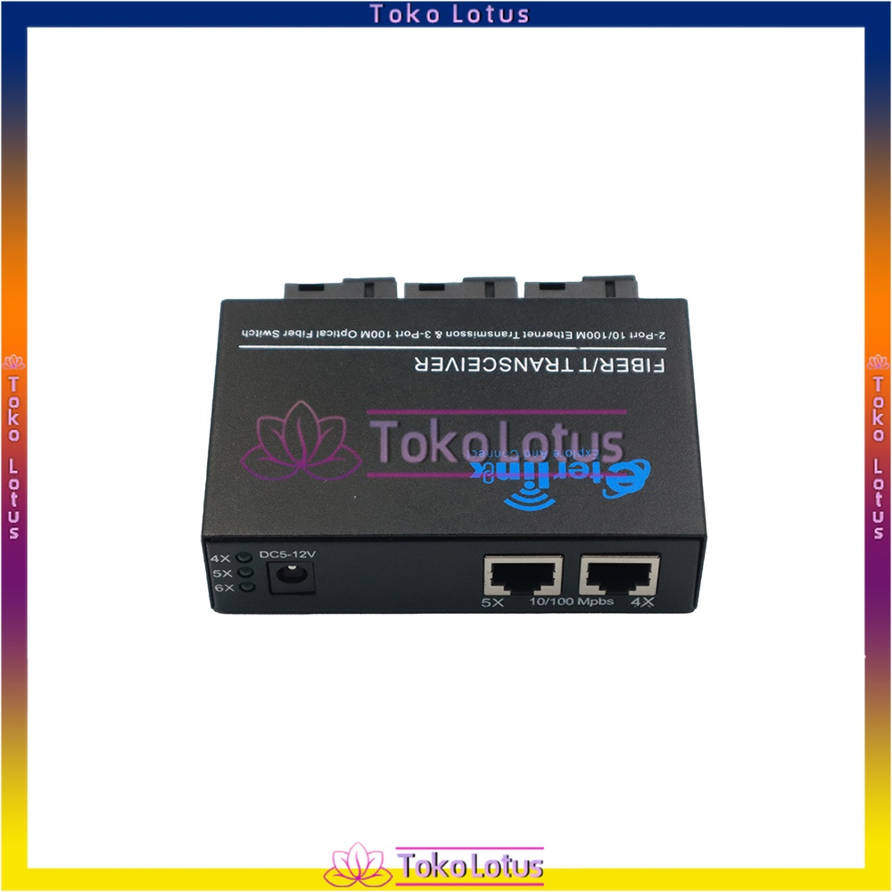 NEW Switch Ethernet Media Fiber Optik Mode Tunggal 2 Rj45 Dan 3 Sc Port 10 100m Import