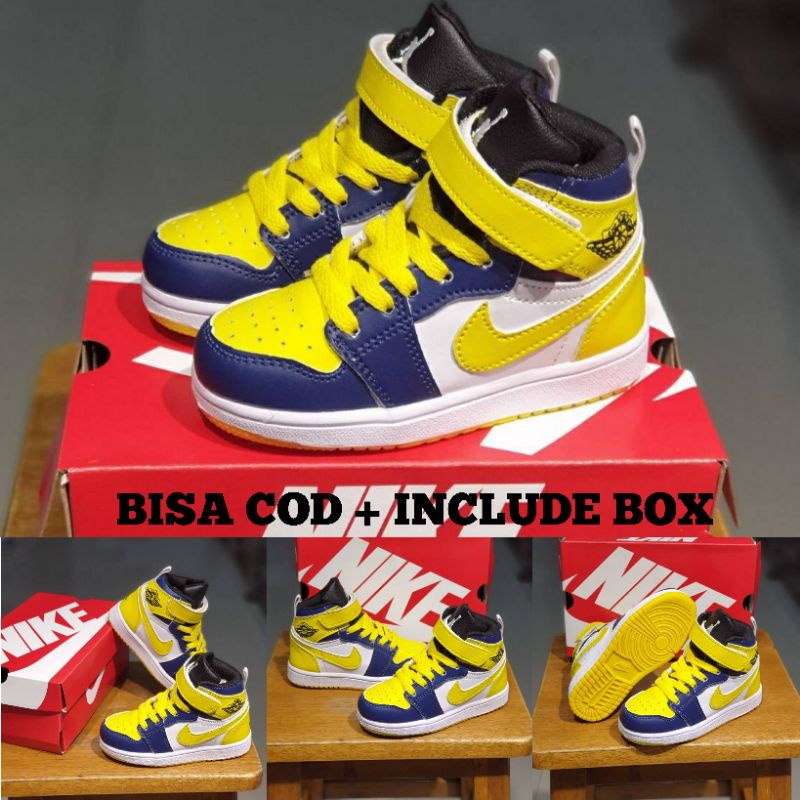 SEPATU ANAK BASKET BOOTS KUNING NAVY MURAH SEPATU ANAK LAKI DAN PEREMPUAN