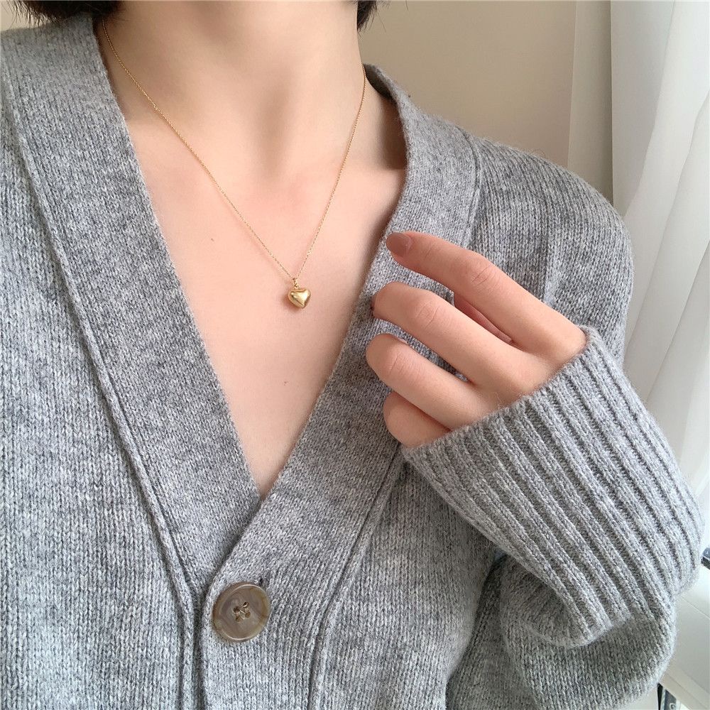 Needway  Trendy Woman Clavicle Choker Elegant Neck Jewelry Korean Necklace Gold Wedding Party Temperament Simple Vintage Heart/Multicolor