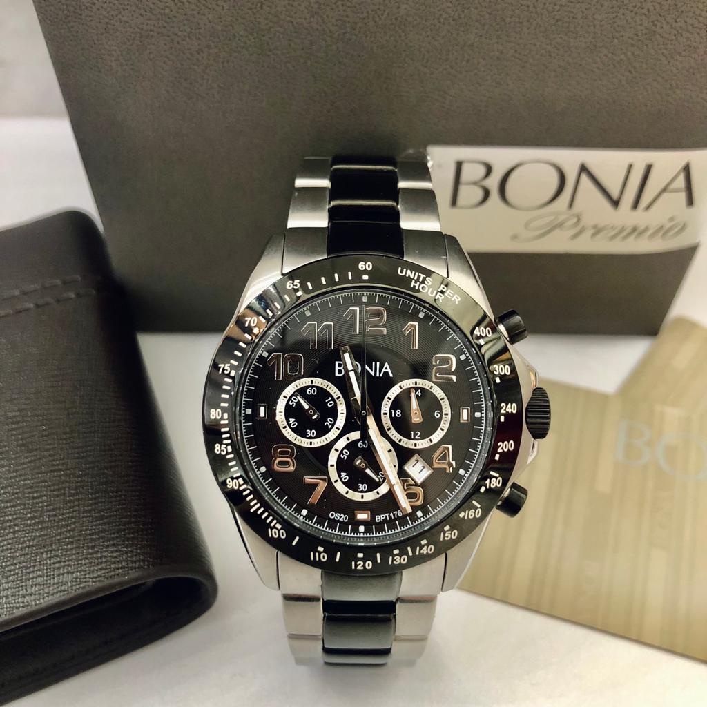 Limited Stock Jam Tangan Pria Original Brand BONIA BPT176-1334C Man Watch Bentuk Case Bulat Strap Ra