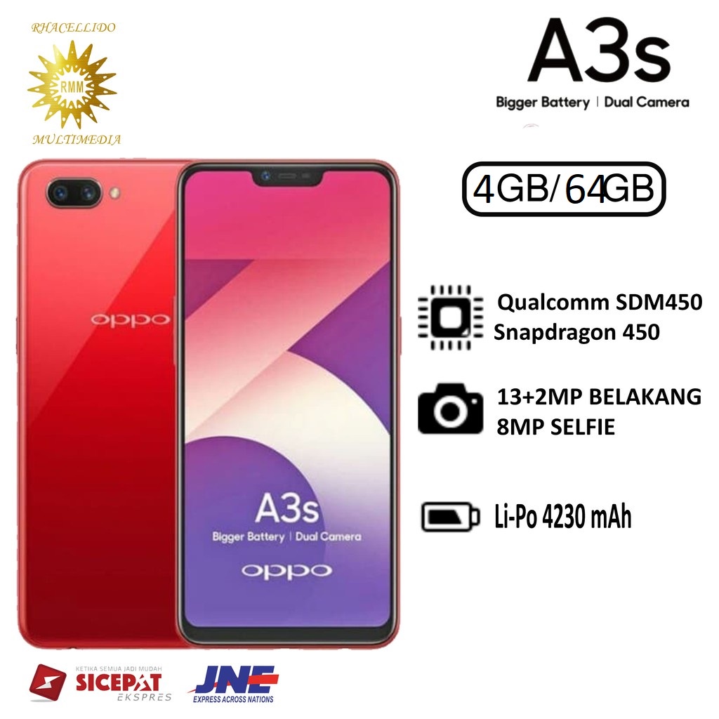 OPPO A3S RAM 4GB/64GB 6GB/128GB 3GB/32GB OPPO A83 4GB/64GB GARANSI 1 THN