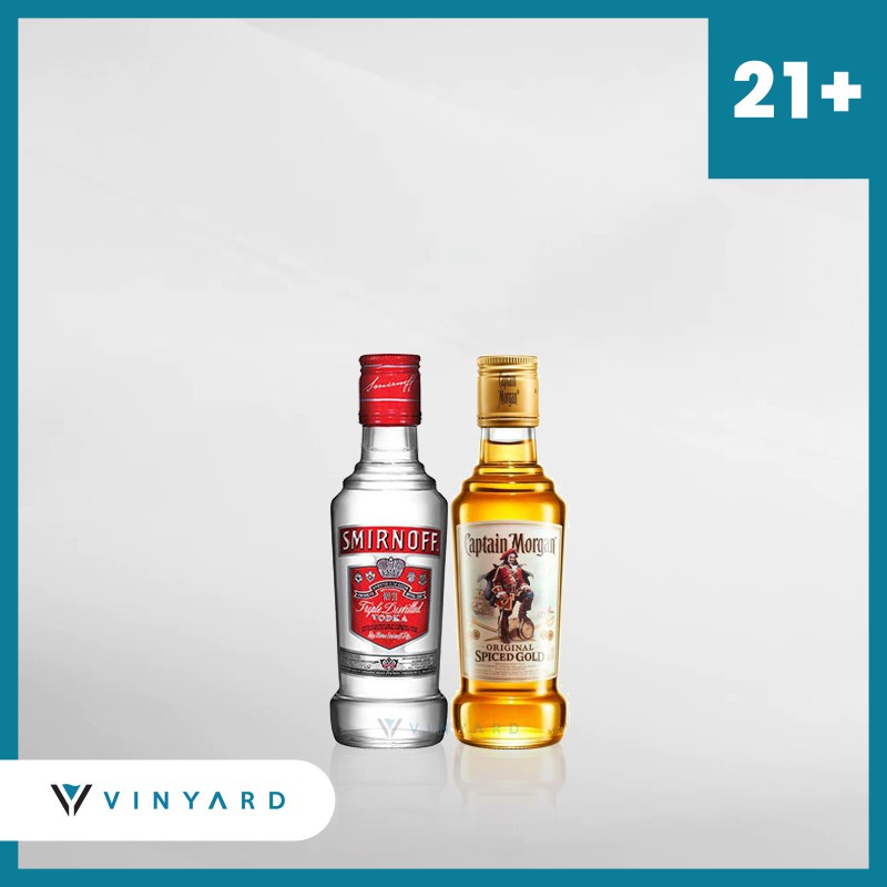 PROMO Smirnoff 200 ml + Captain Morgan Gold 200 ml ( Original &amp; Resmi By Vinyard )