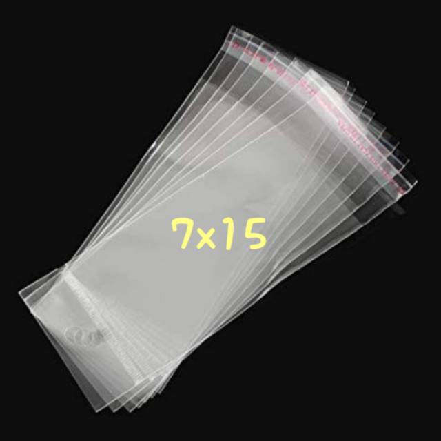 OPP 7x15 undangan baju pakaian garmen roti kue kerupuk sendok plastik dengan perekat