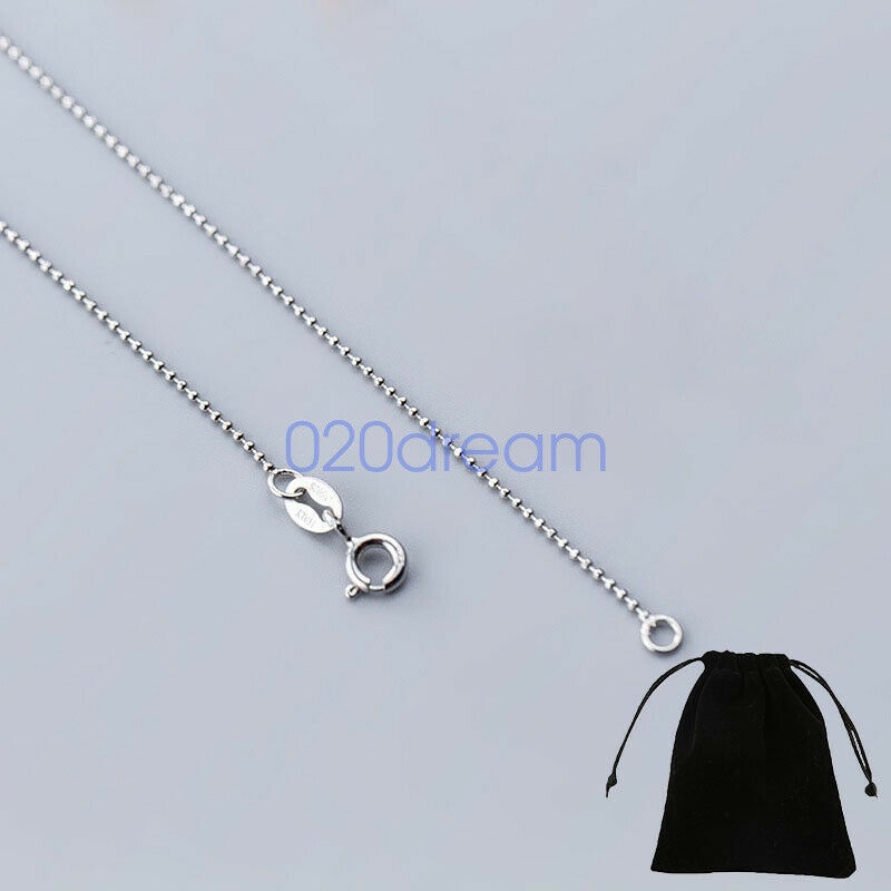 100% 925 Sterling Silver Kalung Gelang 1.0 Mm Bola Manik-manik Rantai 35-60CM Dicap Italia Tipis Manik Rantai