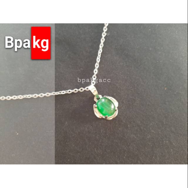 Kalung liontin giok # Kalung monel besi putih asli anti karat silver murah cowok wanita pria keren