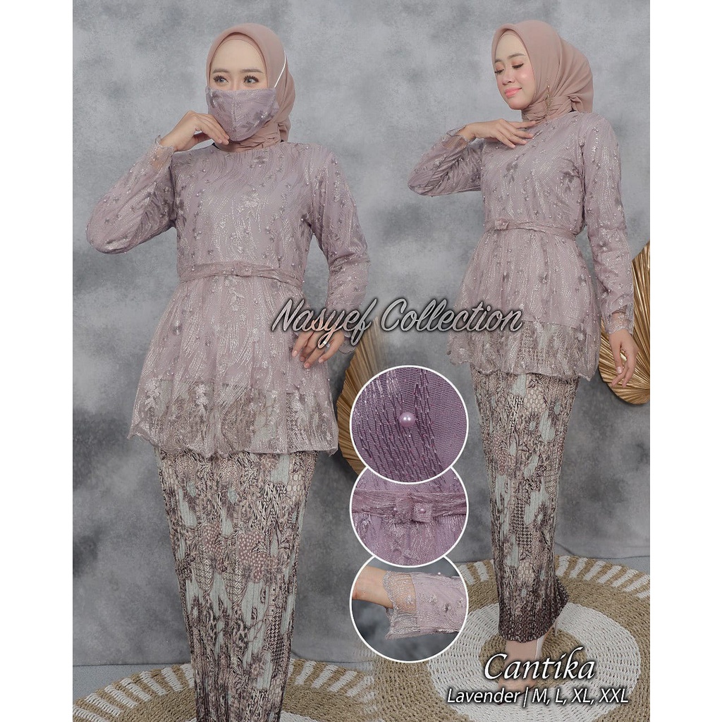 NAS&gt; SET KEBAYA CANTIKA / BAJU KEBAYA  TILLE BORDIR / KEBAYA WISUDA MODERN / OOTD KEBAYA MODERN 2021