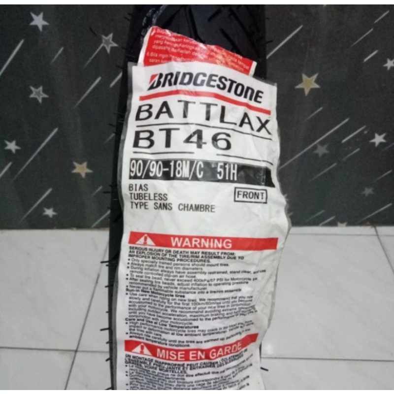 BAN LUAR BRIDGESTONE BT 46 UKURAN 90/90-18 TUBELESS