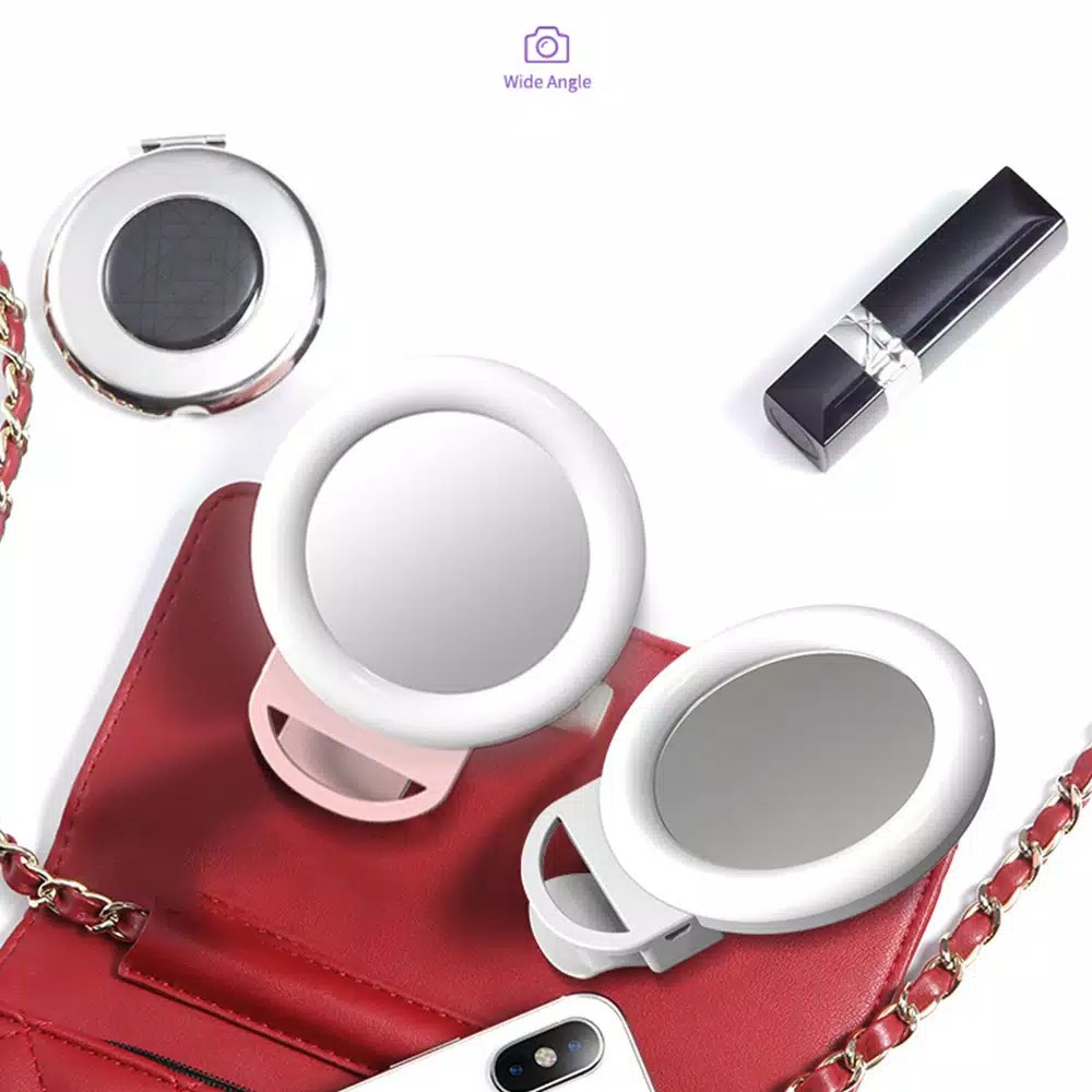 RING Light Portable Led Kaca mirror Makeup Clip on Lampu Selfie