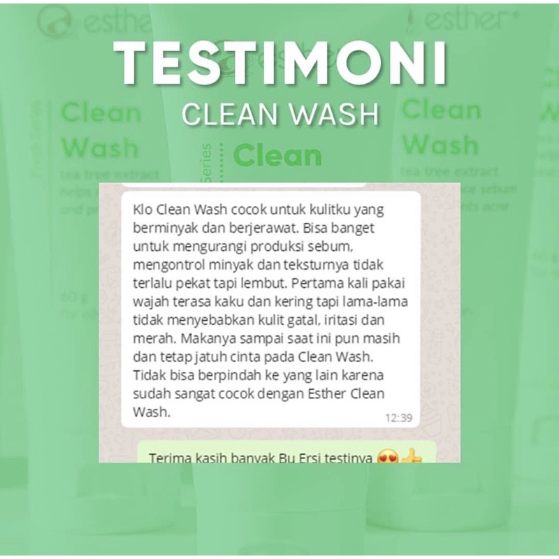 Esther Clean Wash 100gr - Sabun Untuk Wajah Jerawat, Sabun Jerawat