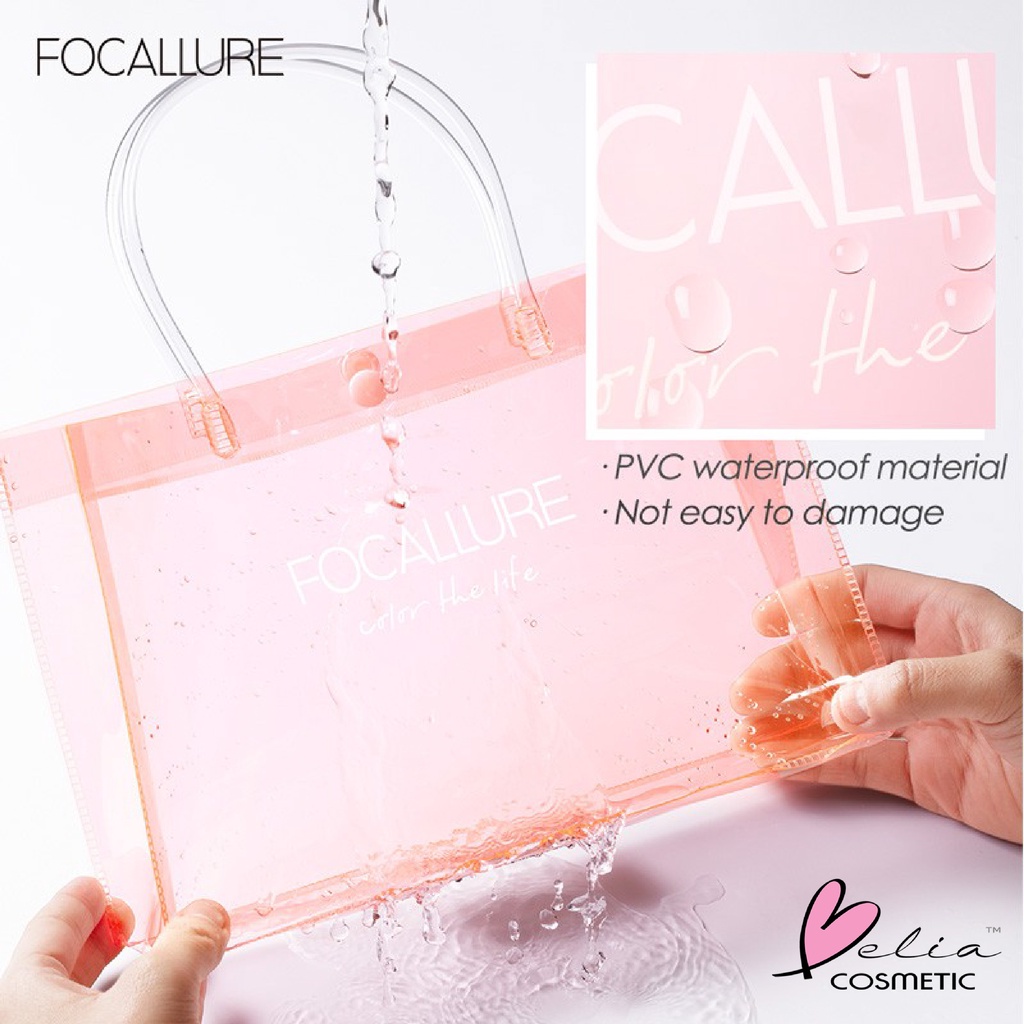 ❤ BELIA ❤ FOCALLURE PVC Hand Beauty Bag Pink | Cosmetic Pouch | Bag Transparant | Waterproof Travel Pouch