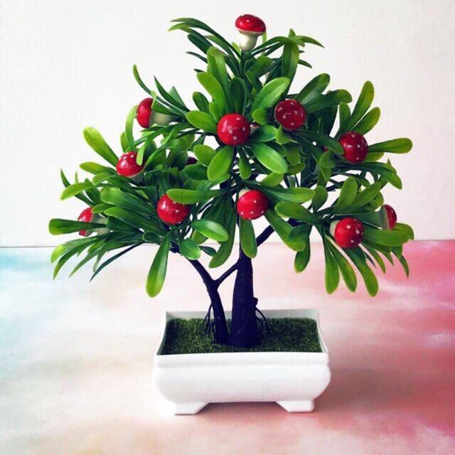 NFS351 Bunga plastik / Pajangan bunga Artifisial / motif jamur / Vas Petak-3#delima