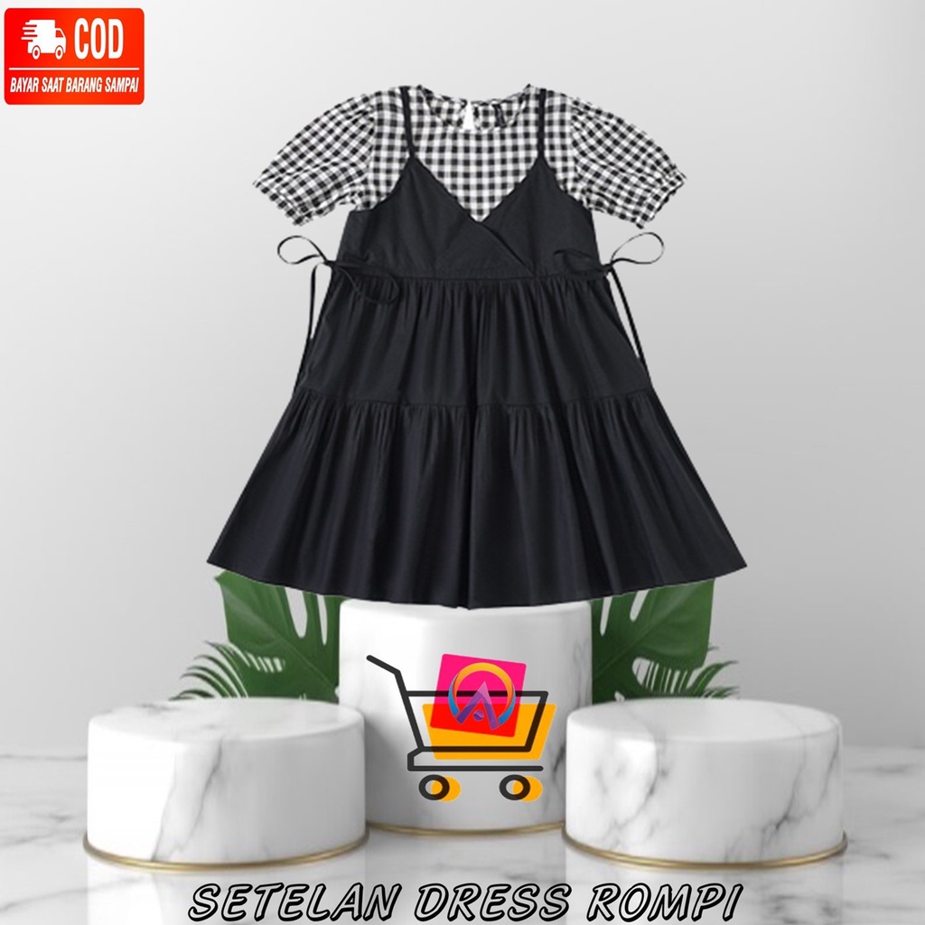 Baju Anak Perempuan Import Korea Korean Style Umur 3 4 5 6 7 8 9 10 Tahun Dress Rompi Anak Cewe Cewe