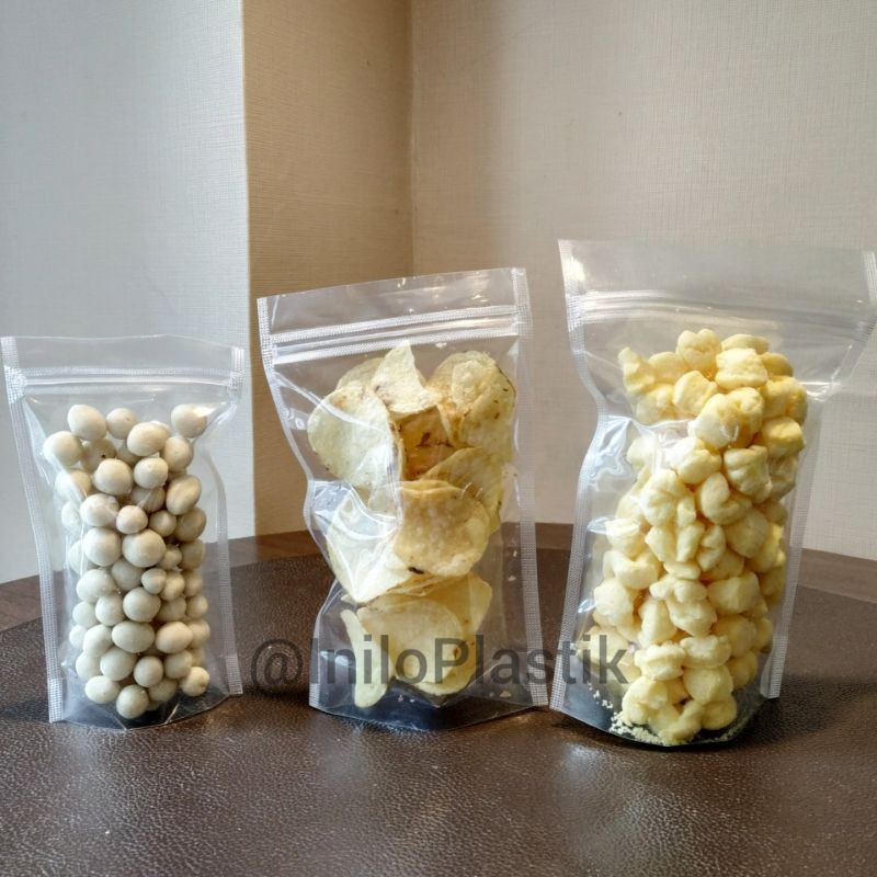 Standing Pouch Transparan Plastik Ziplock wayang ukuran 14X22Cm @1pack