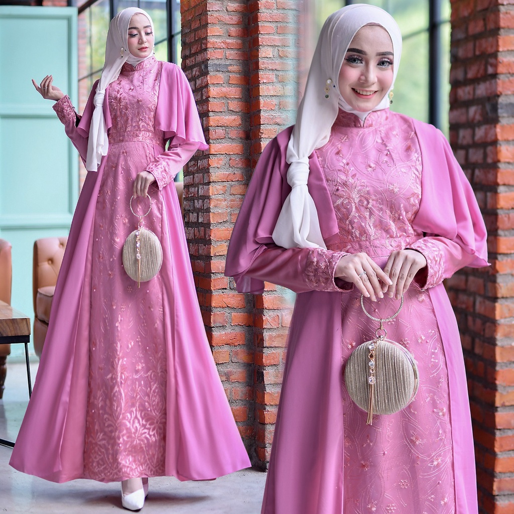 GAMIS  MIKAYLA Baju Muslim Wanita Jumbo Gamis Brukat Tile Remaja Dewasa Premium Fashion Gamis Kondangan