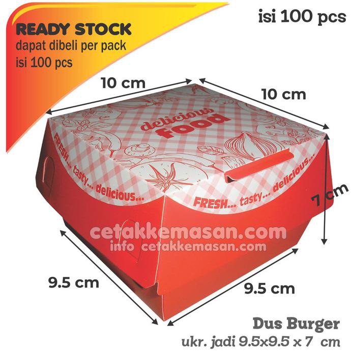 

Favorit] Dus Box Kemasan Burger Uk 9.5X9.5X7 Cm Foodgrade Cetak 1 Warna