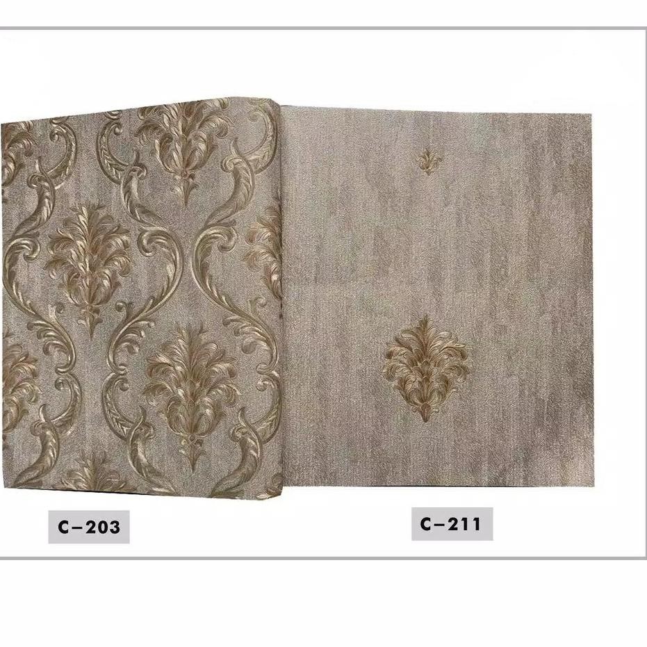 [⚡borong✔️] WALLPAPER DINDING VINYL BATIK KLASIK BERTEKSTUR DAN TIMBUL