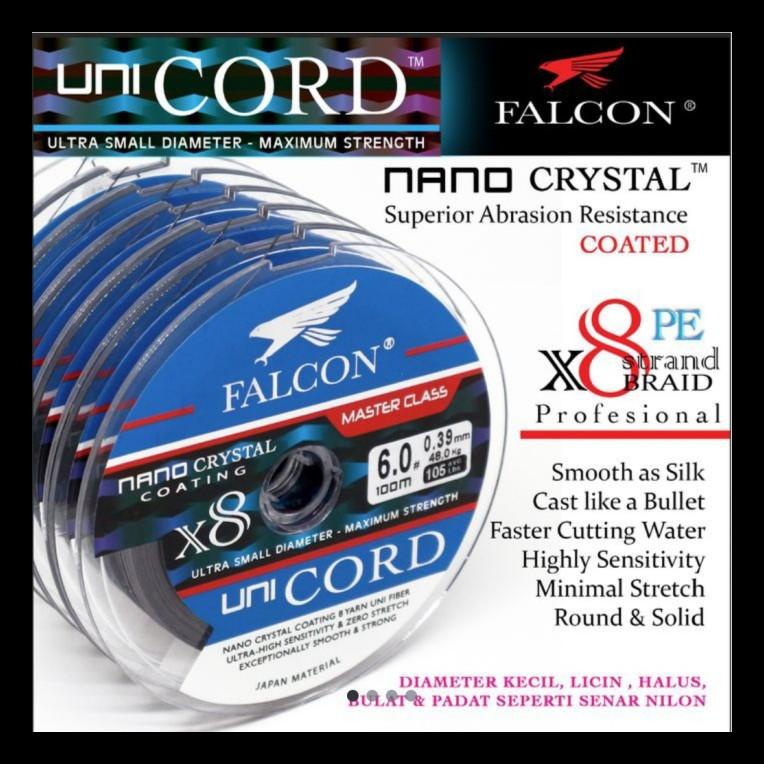 SALE SENAR PANCING PE X8 FALCON UNI CORD NANO CRYSTAL COASTED100M CONNECTIN - DARK GREEN 100M, PE 2.