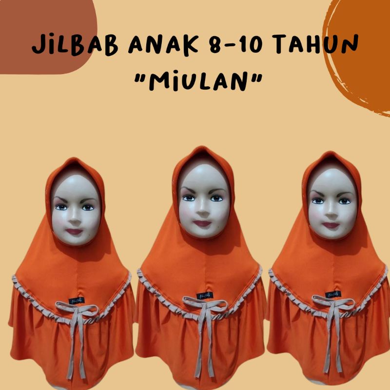 JILBAB INSTAN JERSEY ANAK 8-10 TAHUN MIULAN | JILBAB SEKOLAH ANAK PUTIH