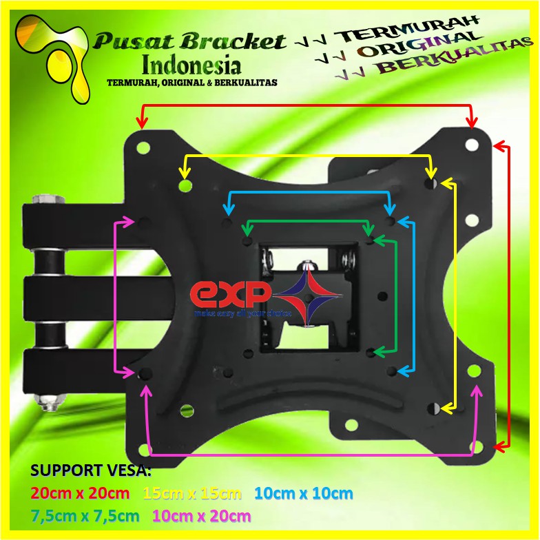 TERLARIS NO #1 Bracket tv lengan 19 21 24 32 40 42 43 INCH Universal  14&quot; s/d 43&quot; 6 ARAH PERGERAKAN Super PREMIUM QUality