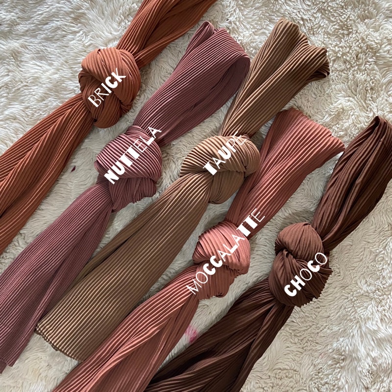 Pashmina plisket lidi premium tanpa garis tengah free pouch