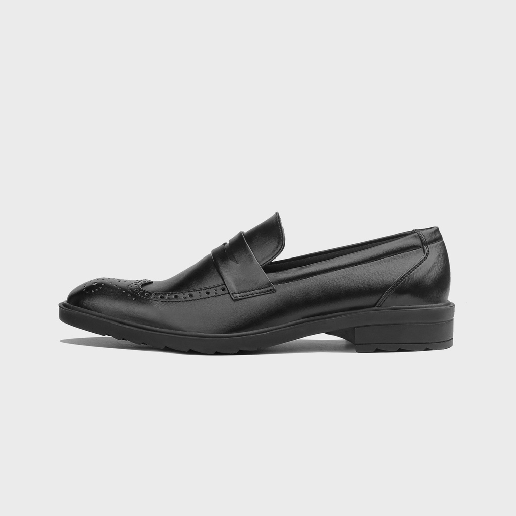 Elanor Black | Sepatu Loafers Hitam Tanpa Tali Pria Casual Kerja Formal Kantor Original Laki | FORIND x Erabor