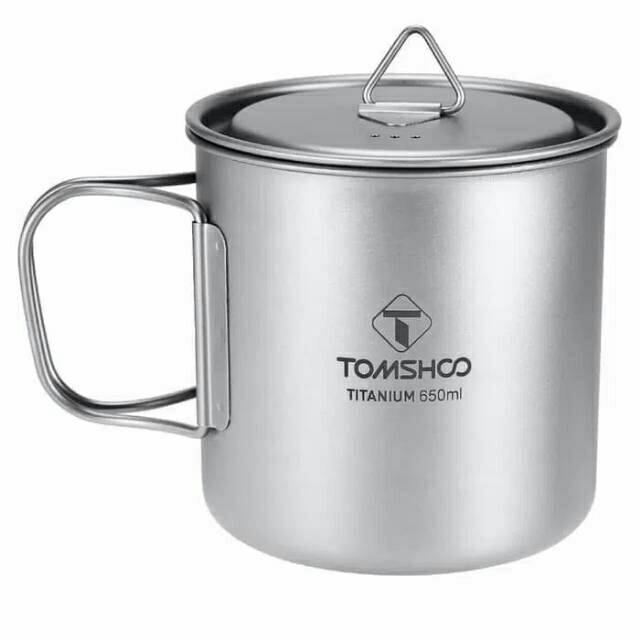 Tomshoo titanium 650ml ultralight portable pot mug cup camping outdoor gas canister