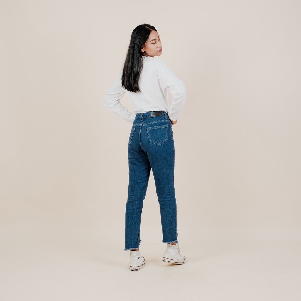 Bunbe - Highwaist Boyfriend Jeans Underhole Jenifer Lawrance | Navy Retro