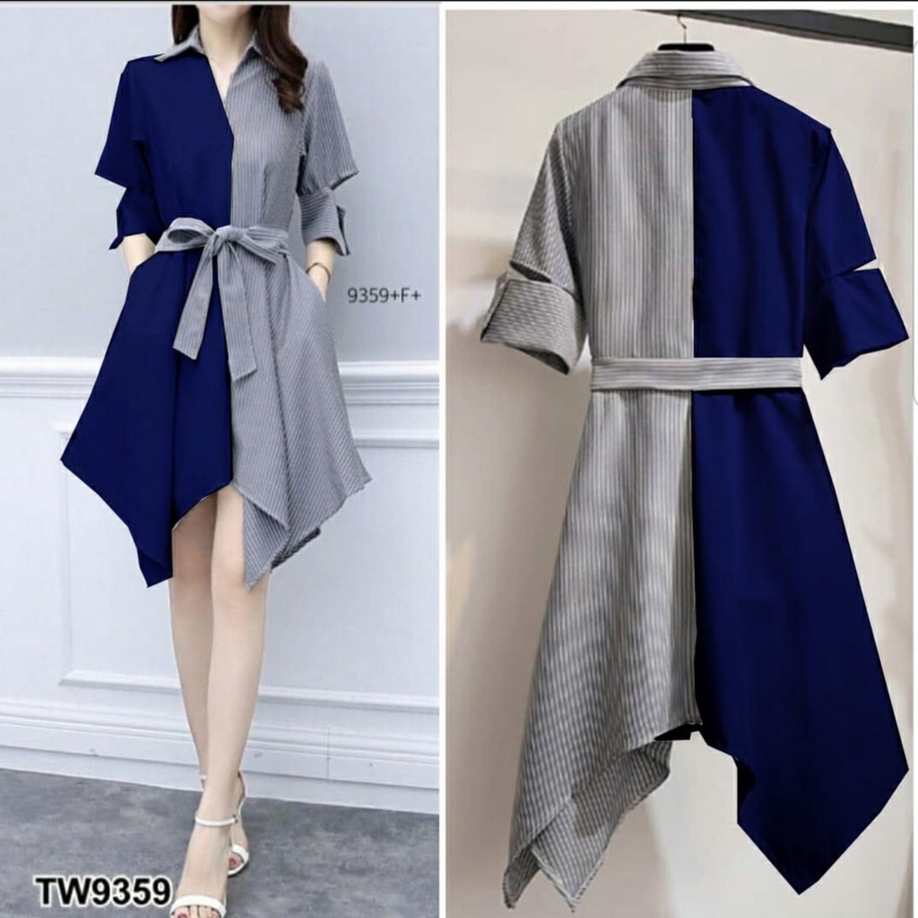 *[MCFK] Dress Laluna / Dress Wanita / Pakaian Wanita Dress / Dress Korea / Dress Salur Motif