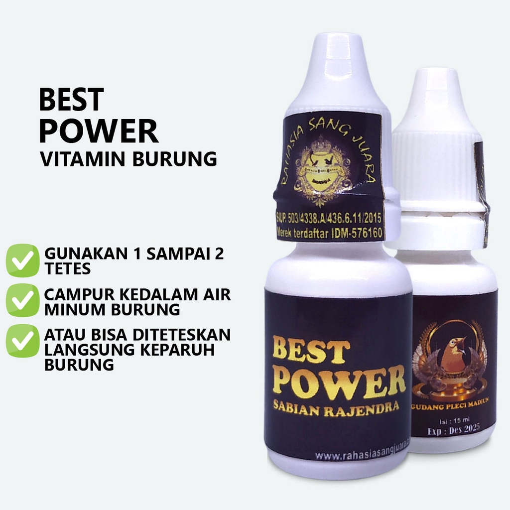 BEST POWER | VITAMIN BURUNG PENAMBAH STAMINA INSTAN MURAI BATU LOVEBIRD PLECI CUCAK IJO KACER KENARI TRUCUK