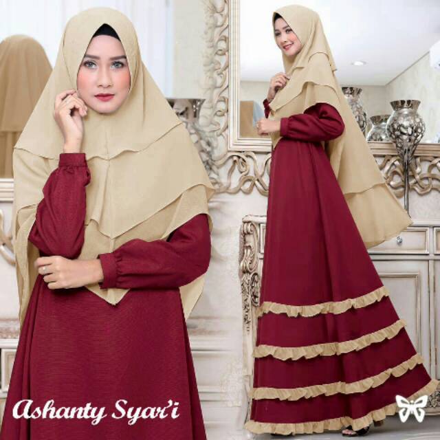 Gamis Ashanty Maroon Syar'i