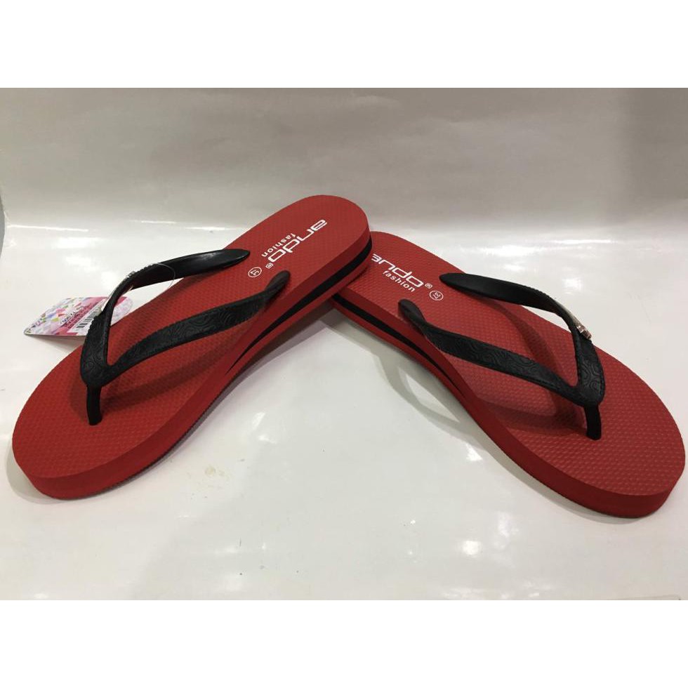 MURAH SANDAL JEPIT ANDO NICE QUEEN 03 PEREMPUAN DEWASA HITAM-MERAH MURAH MERIAH