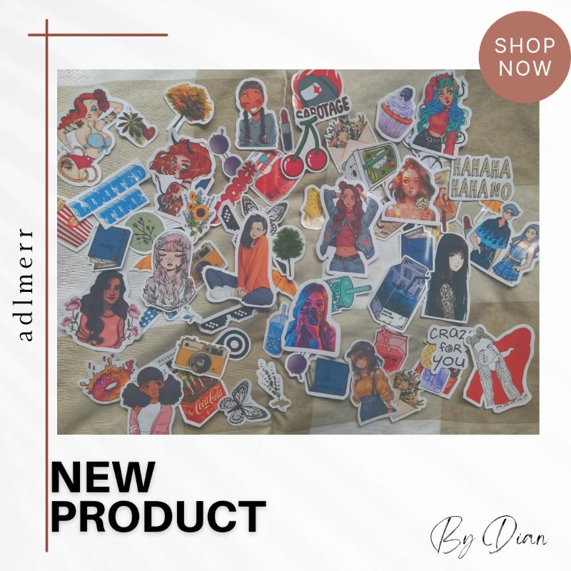 

STICKER RANDOM MURAH AESTETIC, KOREA, GIRL MINIMAL PESAN 20 PCS, FREE CUTTING