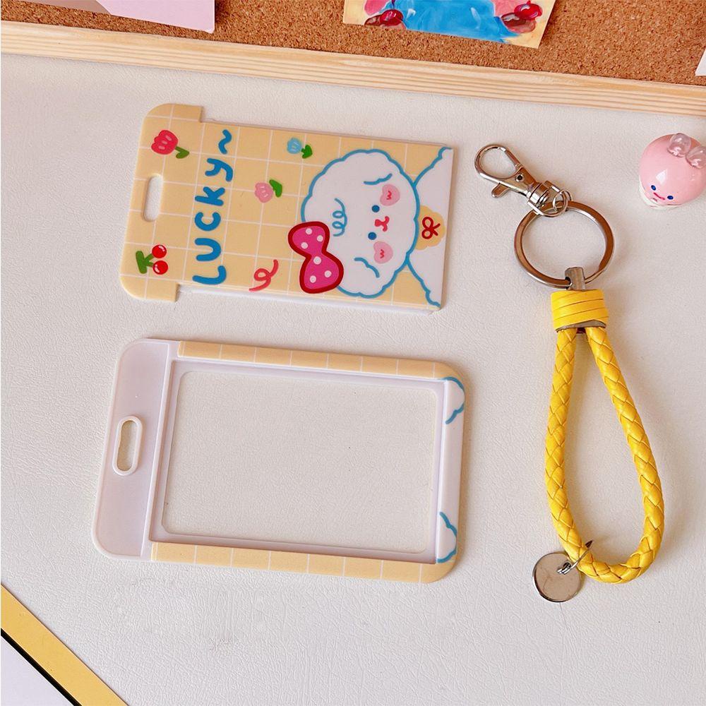 Needway Wanita Gantungan Kunci Lucu Unik Kepribadian Slide Cover Kartu Akses Case Pelindung Desain Kartun Hadiah Anak Bunny Key Ring Ornaments