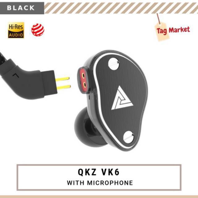 QKZ VK6 4DD+4BA Quad Core Dynamic Driver Earphone dengan Mikrofon - Headset In-Ear