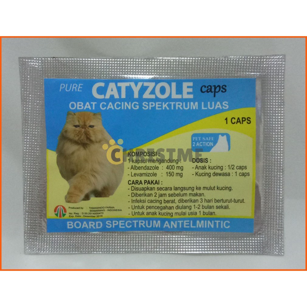 Catyzole Capsul Obat Anti Cacing Spektrum Luas Kucing Cat 1 Caps