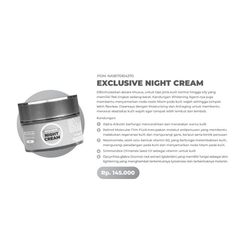 bening skincare cream night exclusive