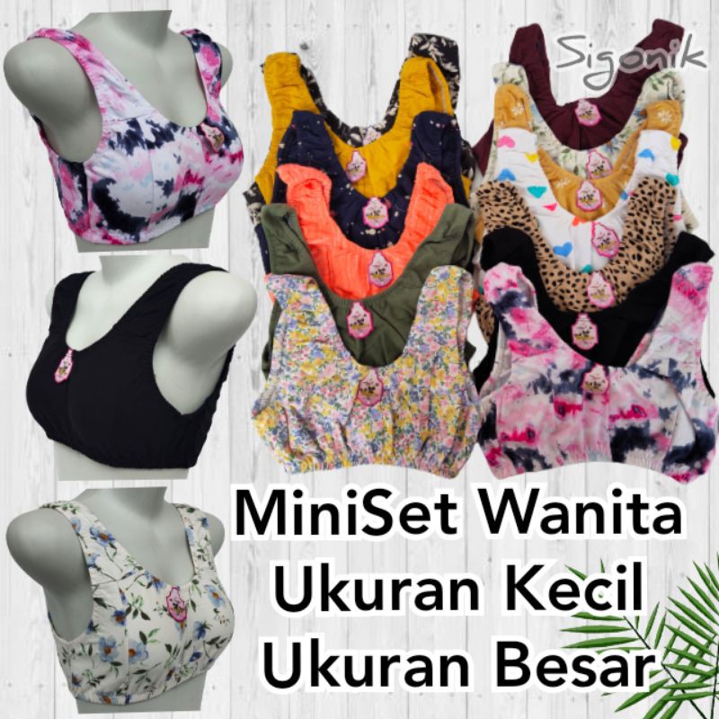 MiniSet Bra BH  Sport Wanita Dewasa Cewek Remaja XL XXL WIDIE Ibu menyusui Mini Set Karet Kerut Bahan Katun Poliester Motif Polos Bunga Undies Dalaman Jumbo