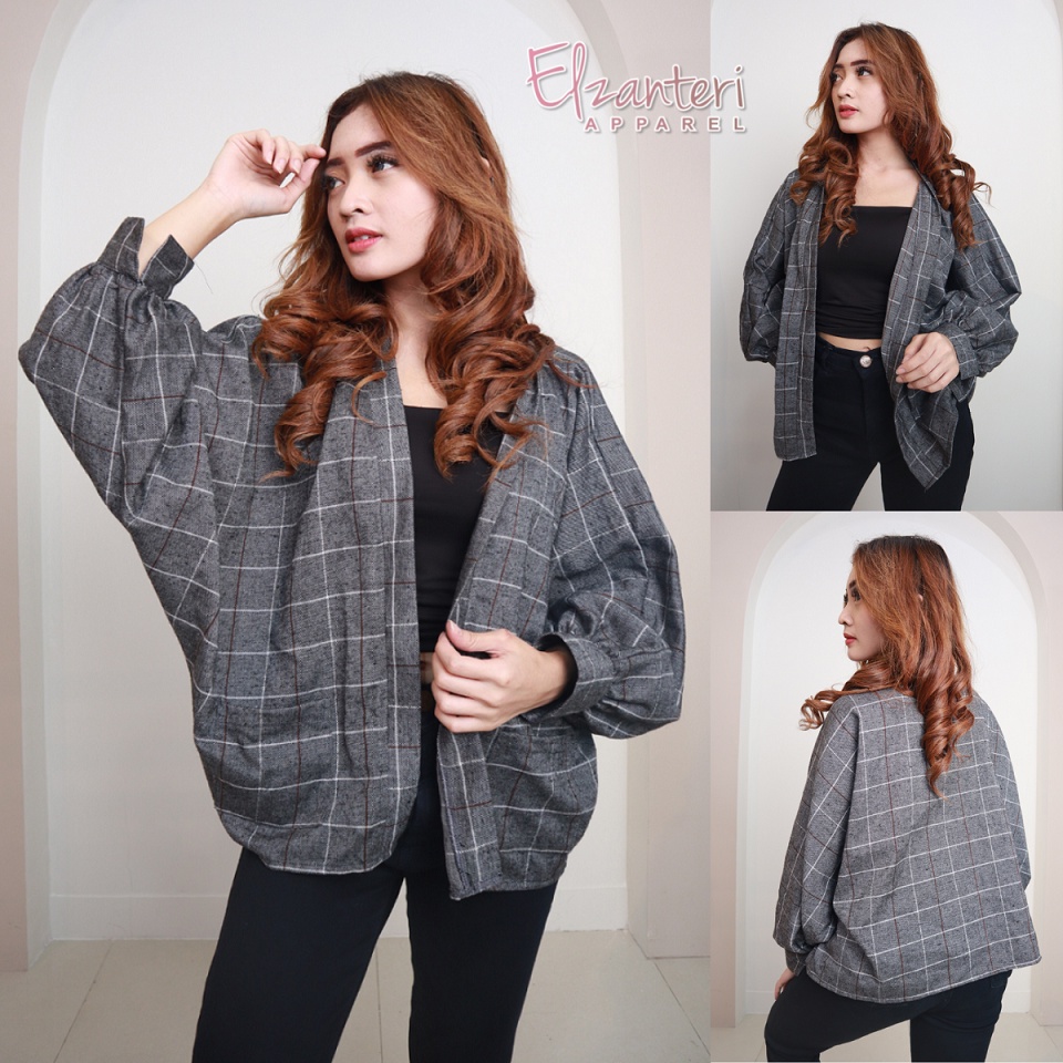 Baju Wanita | Baju Outer | Baju Flanel Batwing Wanita Premium Elzanteri