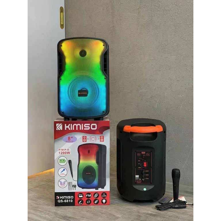 Speaker Bluetooth KIMISO QS-6810 RGB LED 8 inch Jumbo Plus Remote &amp; Mic