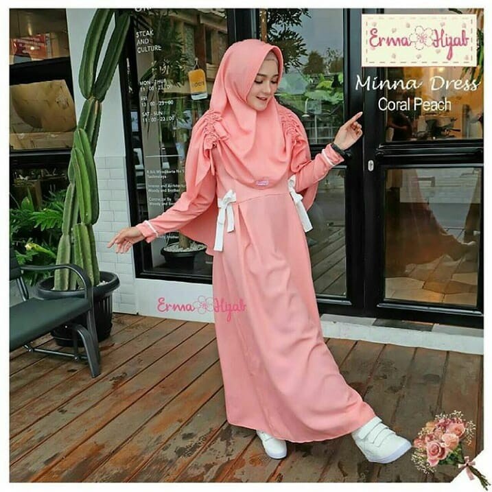 MINNA SYARI Wolfis (Free Hijab / Khimar) Gamis Muslim Baju Panjang Stelan Syari Polos