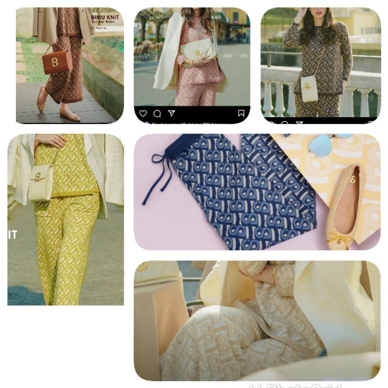 Benang jarum monogram bimu knit pants