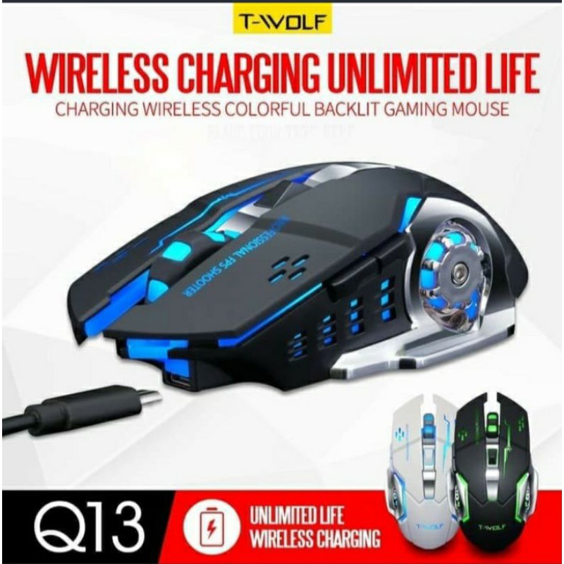 SKU-1059 MOUSE GAMING WIRELESS LED TWOLF Q13 RGB SILENT MOUSE