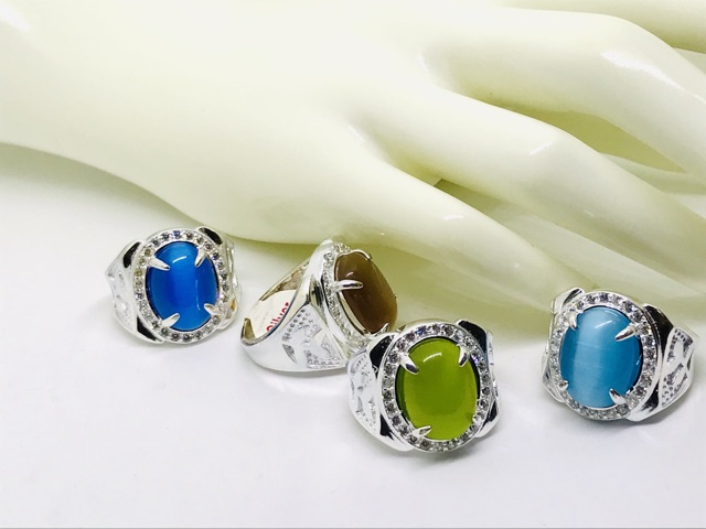 Cincin pria //cincin batu mata kucing //cincin silver cina //cincin akik //cincin cowok /cincin batu