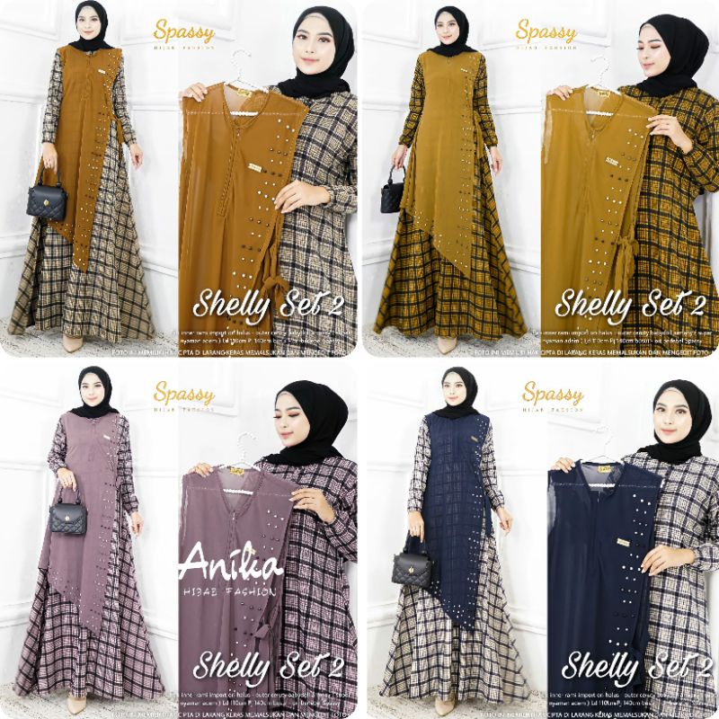 SHELLY SET 2 ORIGINAL BY SPASSY. GAMIS DRESS MAXY BUSUI PREMIUM PRODUK BERLABEL