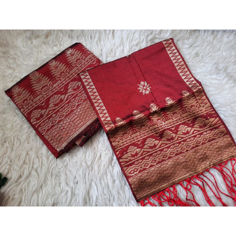songket silungkang warna maroon gold