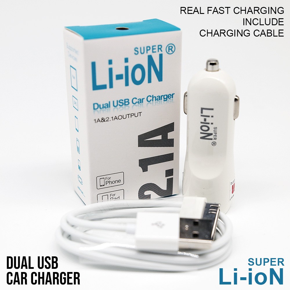 CHARGER MOBIL CAR CHARGER COLOKAN MOBIL 2 PORT USB CAR CHARGER LI-ION SUPER 2A IPHONE