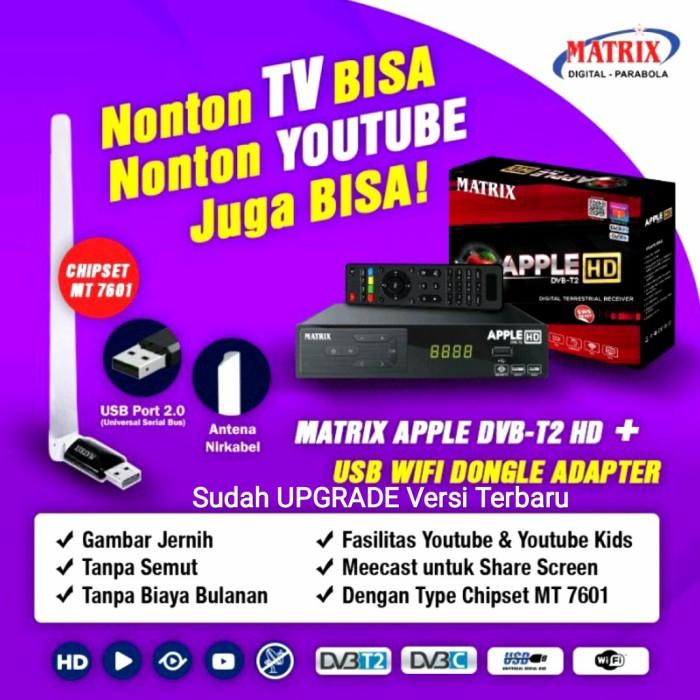 Set Top Box Matrix Apple DVB T2 Matrix Merah Bisa Youtube + HDMI