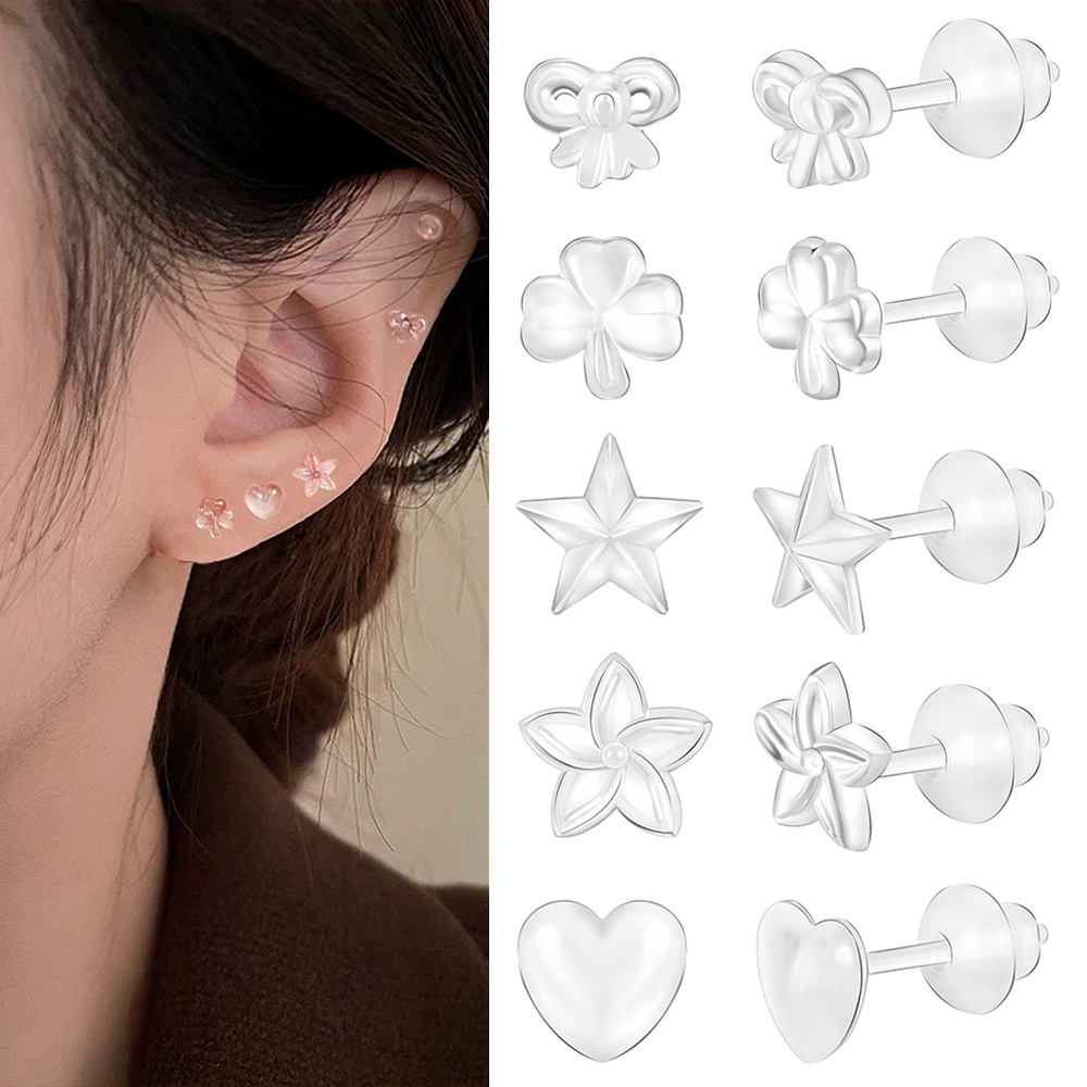 2-45pcs Anting Tusuk Bahan Plastik Resin Transparan Untuk Tidur