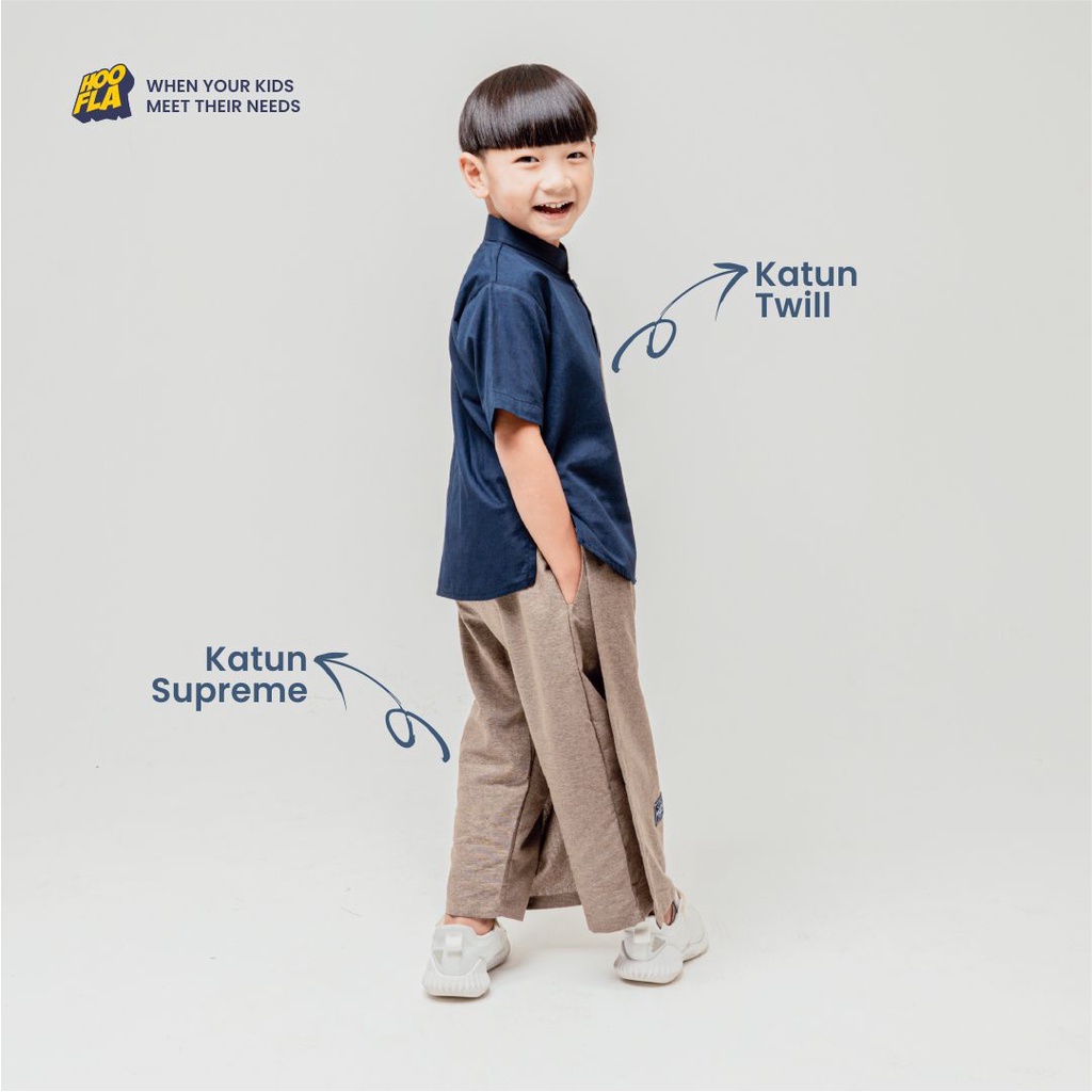 Hooflakids Set Setelan Baju Koko Anak Laki Laki Usia 1-10 Tahun Warna Navy (NKH06) Bawahan Celana Sarung Sarcel