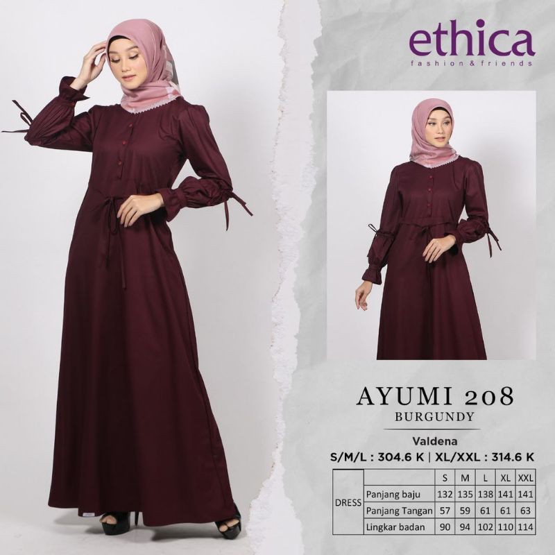 Gamis Ethica Ayumi 208 Burgundy S